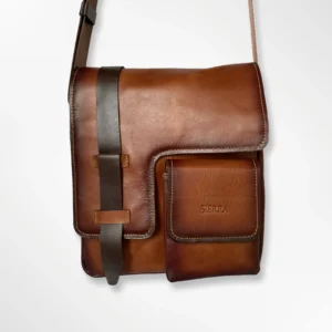 Bandolera manos libres ejecutivo en cuero para hombre miel