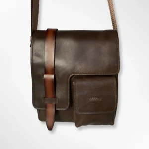 Bandolera manos libres ejecutivo en cuero para hombre café