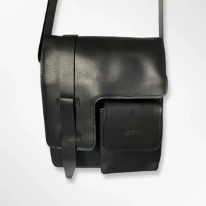 Bandolera manos libres ejecutivo en cuero para hombre negro