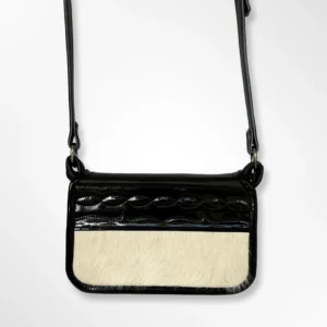 Carriel negro con tapa tradicional Antioqueño para dama pequeño en cuero