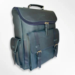 Morral ejecutivo clásico en cuero envejecido Palermo grande - azul-azul