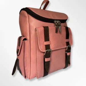 Morral ejecutivo clásico en cuero envejecido Palermo grande rosado-café