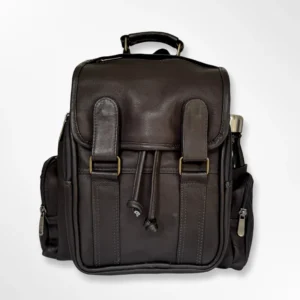 Morral nómada en cuero con cierre ajustable e imantado Rubén negro