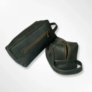 Organizador Cosmetiquera Neceser en cuero hombre y mujer verde