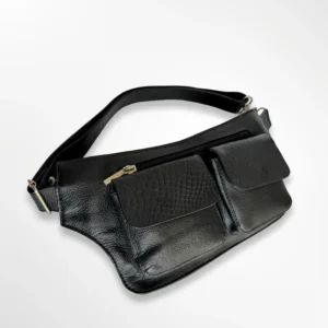 Riñonera en cuero para dama negro