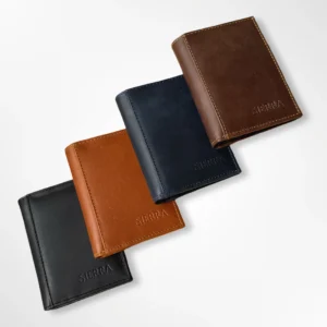 Tarjetero doble en cuero envejecido para hombre con broche